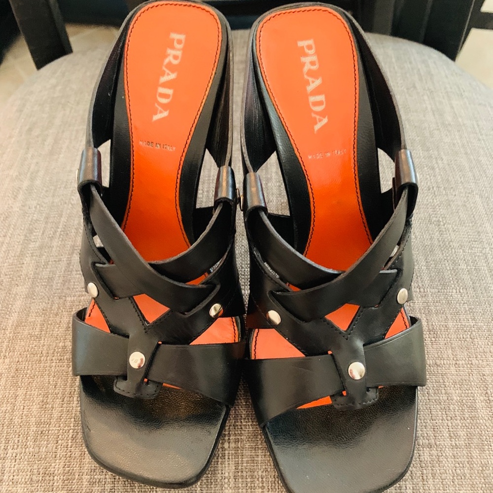 Prada Black Heels Vero Cuoio